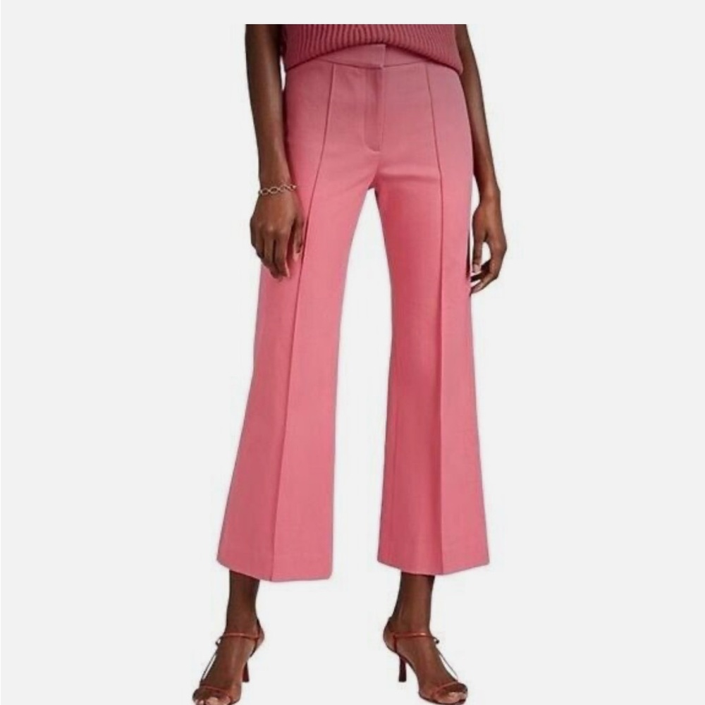 NWT Derek Lam CROPPED PINTUCKED STRETCH-COTTON TWILL FLARED PANTS IN PINK